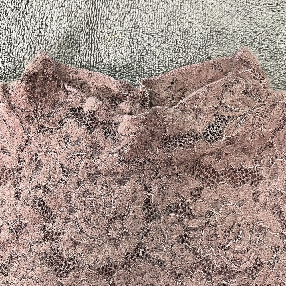 LULUS Fuzzy Ruched Lacey Purple Top Long Sleeve Women Large Coquette Cottagecore - Picture 4 of 16